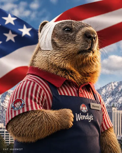 Heroic Fat Marmot portrait with bandaged ear